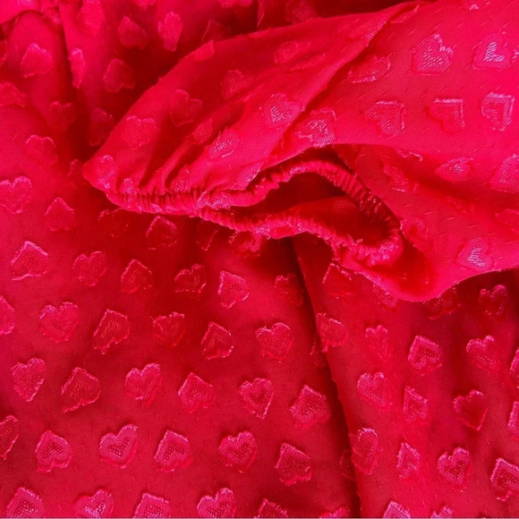 Torrid Valentine’s Day Chic Red Chiffon Heart Flowy Long Sleeve Peplum Blouse - Picture 5 of 8